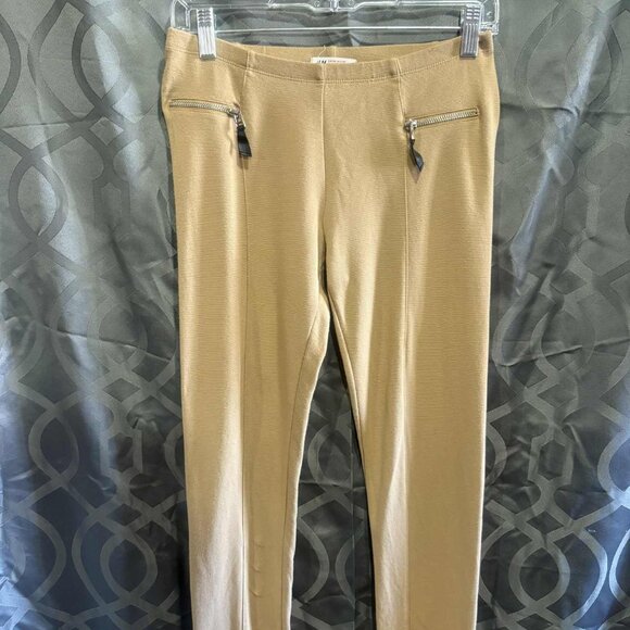 H&M Chic Camel Beige Skinny Pants with Front Zippers – Stretch Fit Women’s - Picture 1 of 5